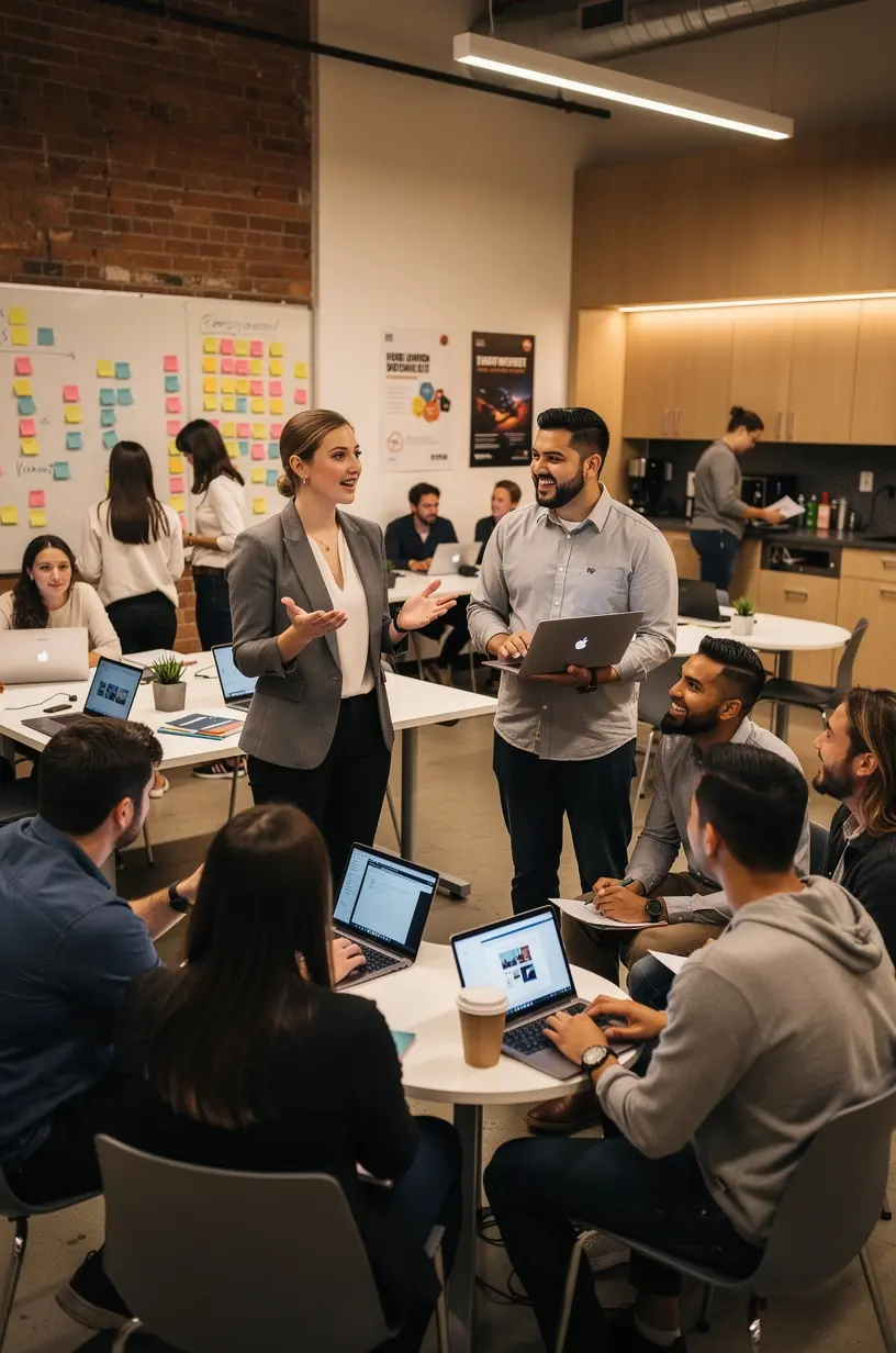 Urban farmers cultivating crops in a city setting